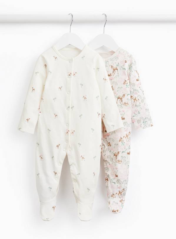 Classic Bambi Print Sleepsuit 2 Pack 12-18 months
